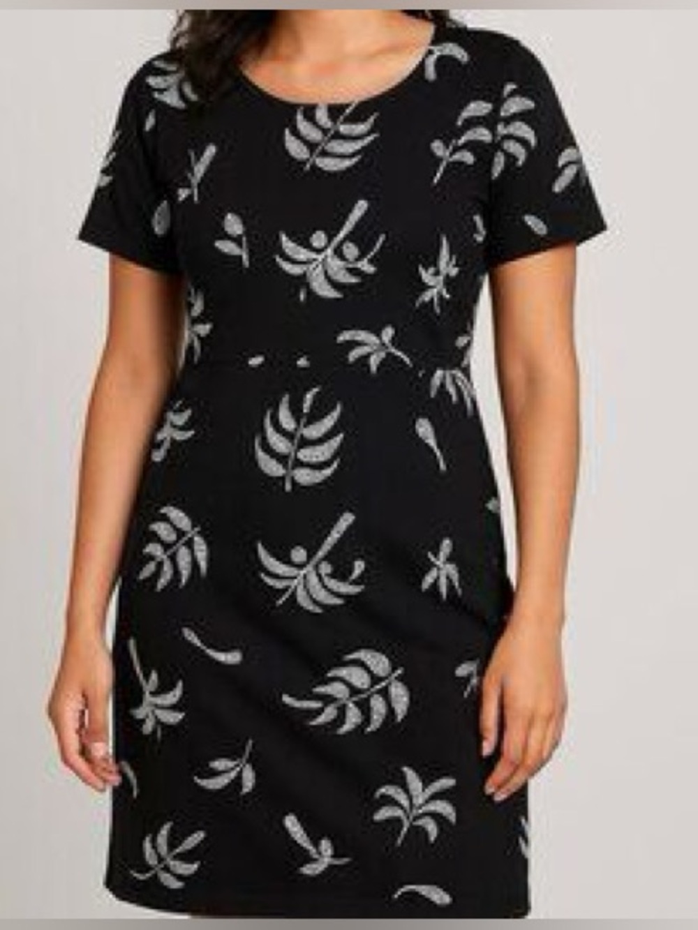 Red ginger boho dress pocket cotton Black Floral-Print Short Sleeve Mini Dress